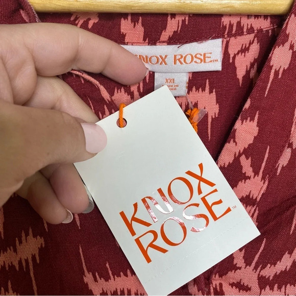 ✨NWT Target Knox Rose Burgundy Hibiscus Print Button Front Shirt Plus Size XXL - Picture 5 of 12